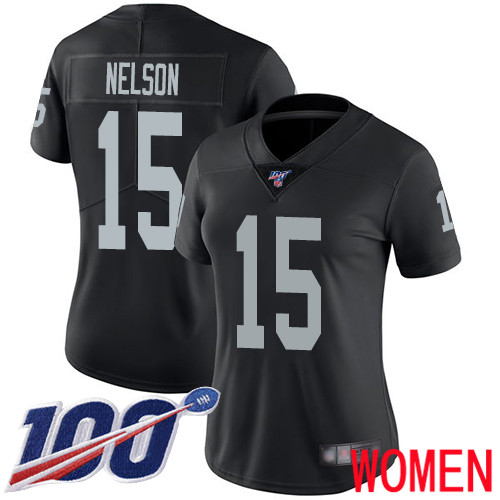 Oakland Raiders Limited Black Women J J Nelson Home Jersey NFL Football 15 100th Season Vapor Jersey